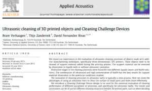 Artikel over 'Cleaning in 3D printing' in Applied Acoustics